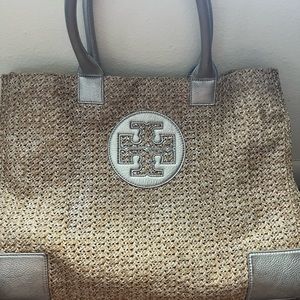 TORY Burch TOTE Bag Silver & Tan